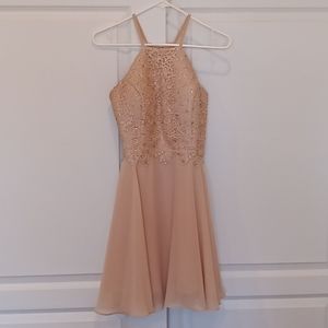 Vnaix bridesmaid dress. Champagne, junior size 2, bodice top, flare skirt